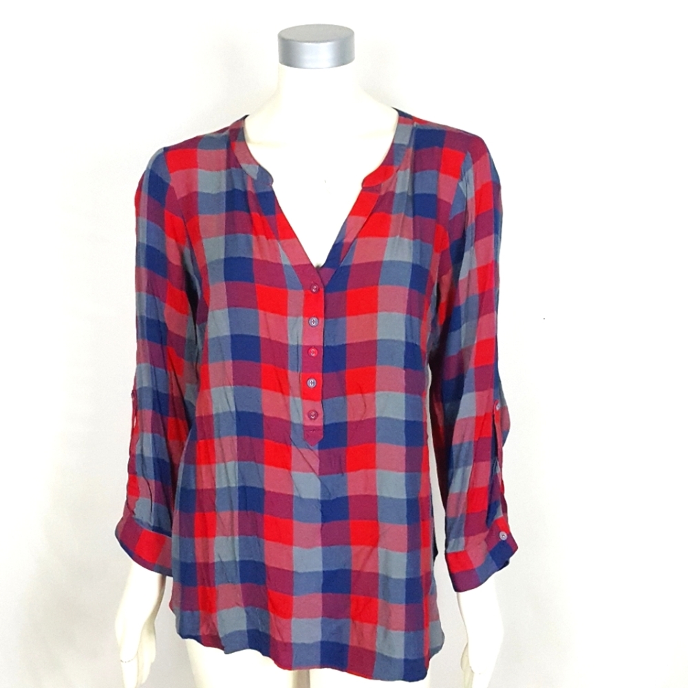 Modcloth Plaid Women's Botton Front Blouse